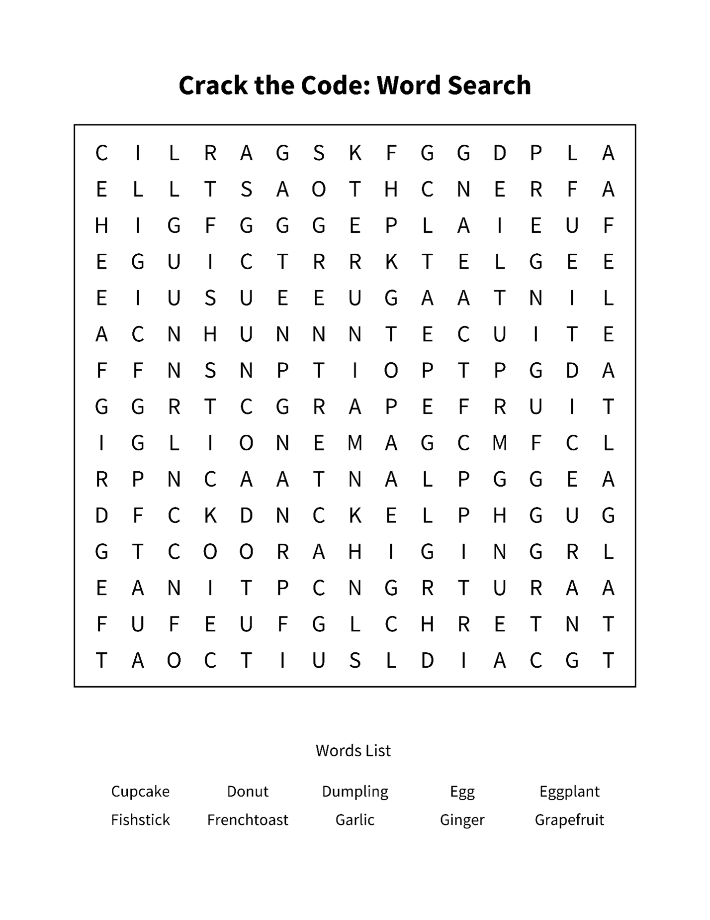 Crack The Code: Word Search