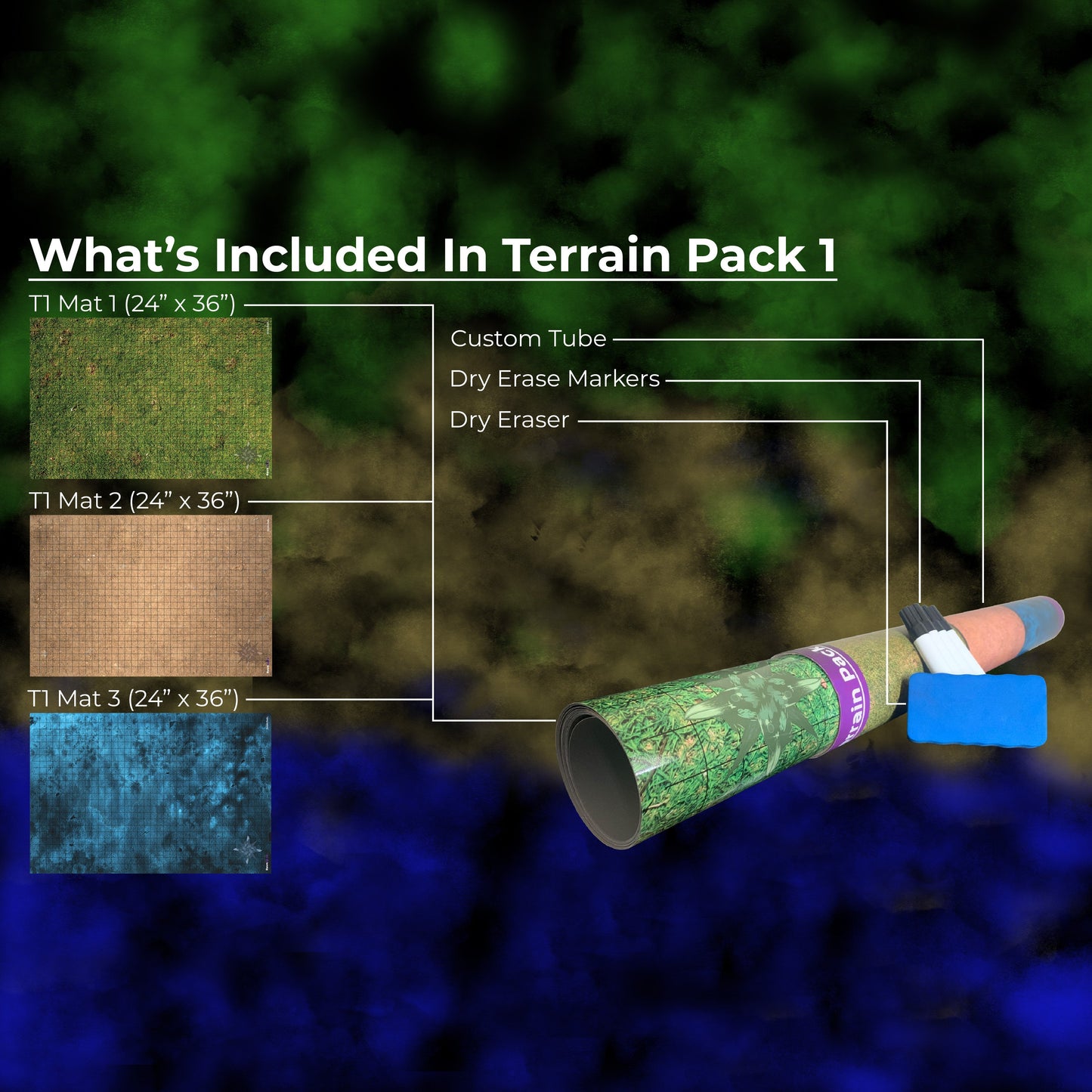 RPG DND Battle Mat 24” x 36” 3 Pack | Terrain Pack 1 - Premium Battle Mats from Ravnspire - Just $39.99! Shop now at Ravnspire
