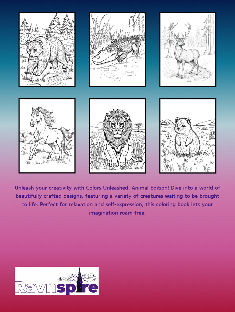 Colors Unleashed: Animals Edition - Relaxing Coloring Book for All Ages with Wildlife and Cute Animals for Stress Relief and Creativity