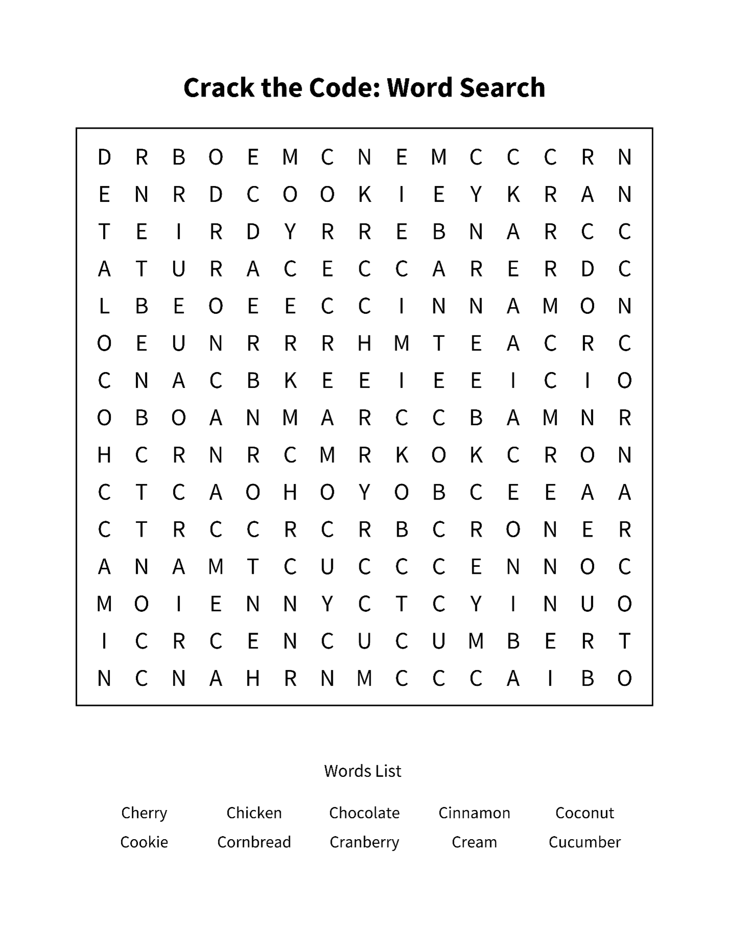 Crack The Code: Word Search